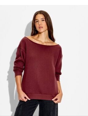 wild fable Off-the-Shoulder Sweater - Burgundy XXL. Raw Edge Neck. Athleisure
